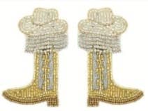 Seed Bead Gold and Rhinestone 2.5" Earring
