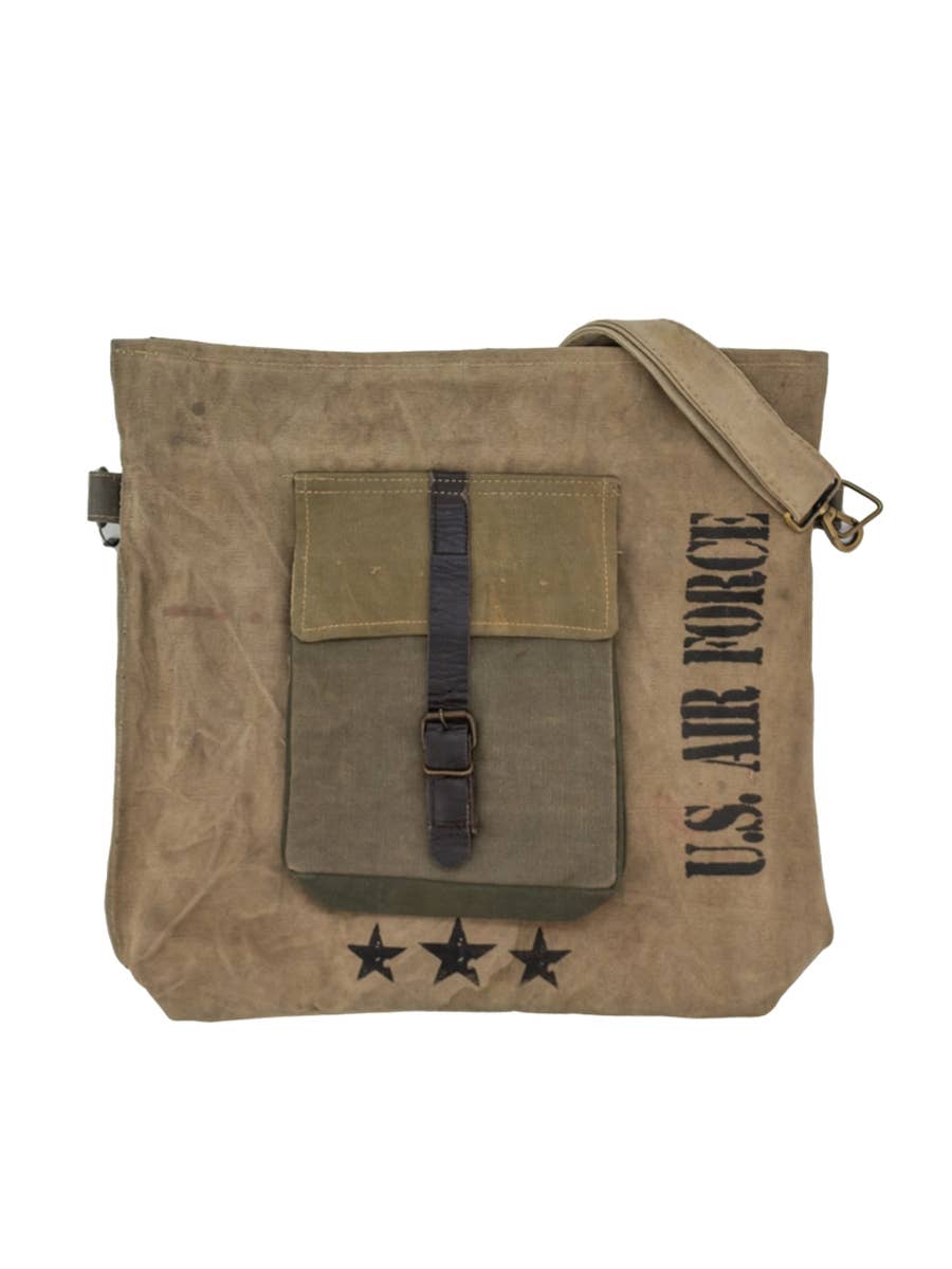 Crossbody BAG  US Air Force Unisex Recycled Military Tent Crossbody