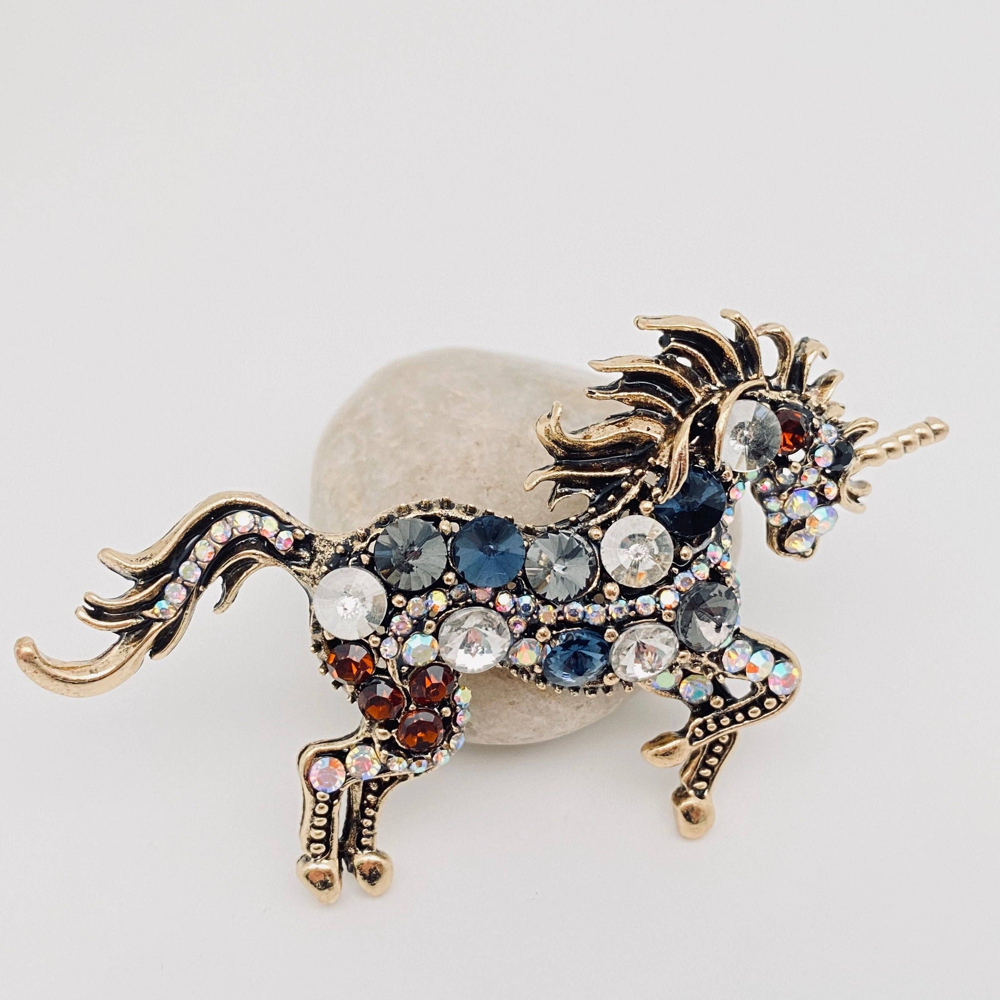 Colourful Rhinestone Galloping Horse Brooch: Horse