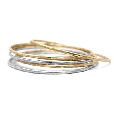 Gold and Silver Set of 5 Bangle Bracelets