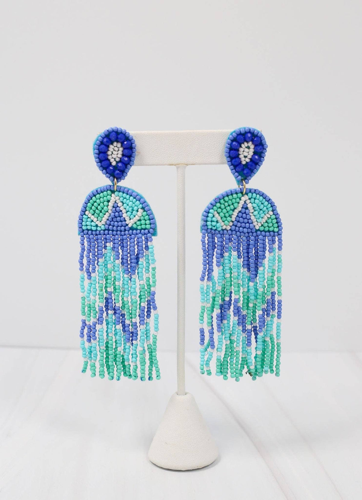 Josey Beaded Fringe Earring BLUE