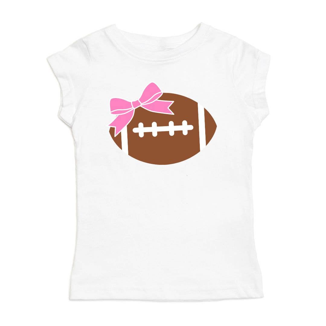 Football Bow Short Sleeve Shirt - Fall Fun - Kids Tee