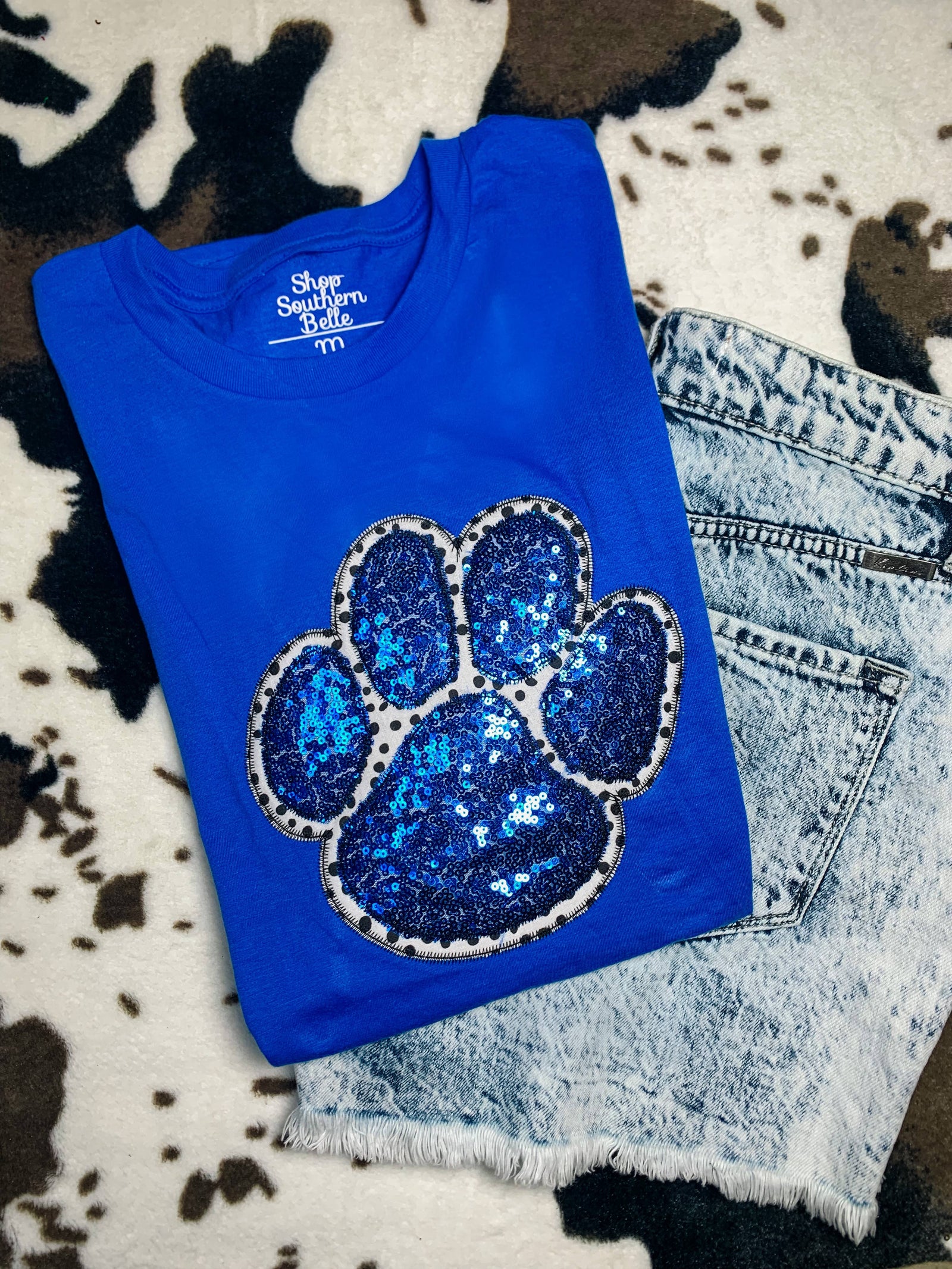 Sparkle Paw Print Gameday Short Sleeve