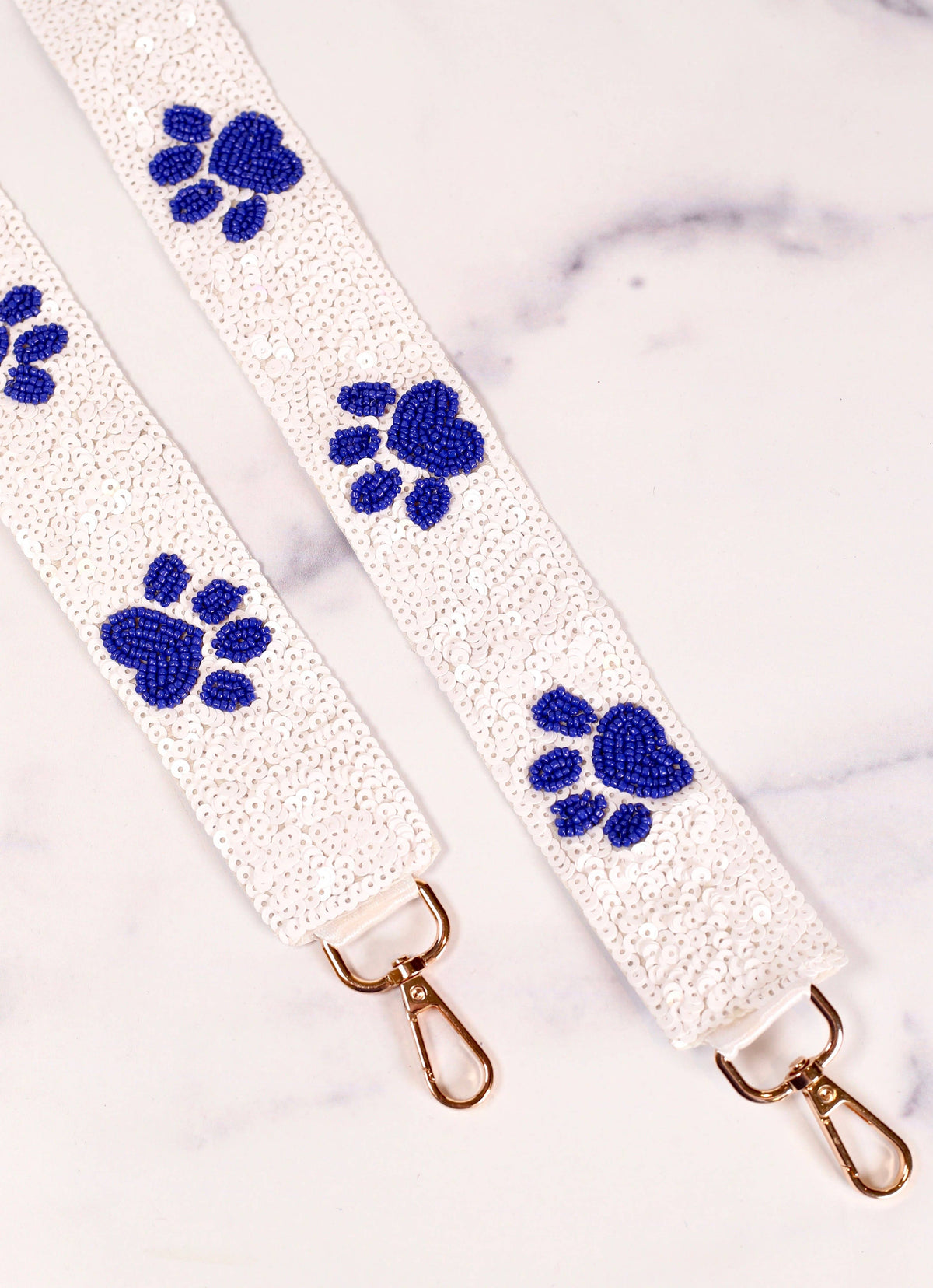 Kickoff Paw Print Sequin Crossbody Strap WHITE