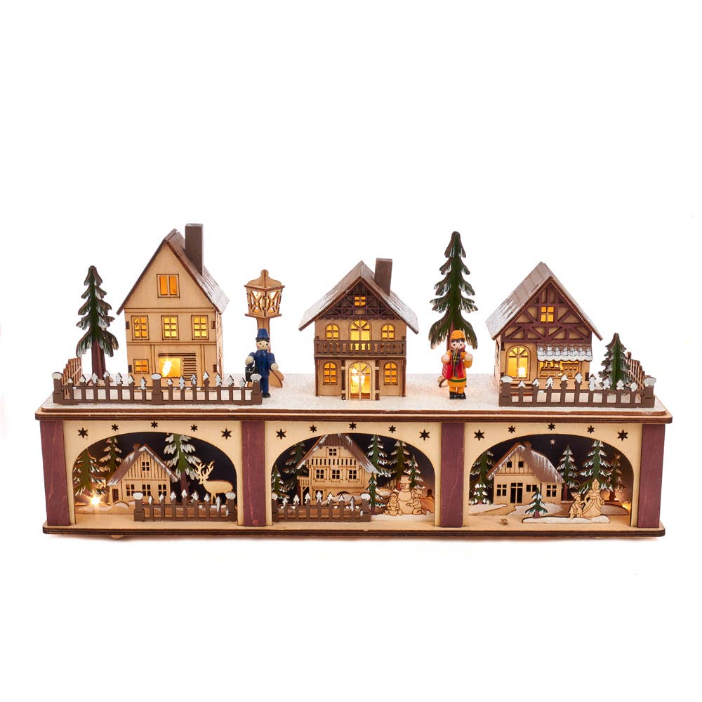 Battery-Operated LED Wooden Village Houses