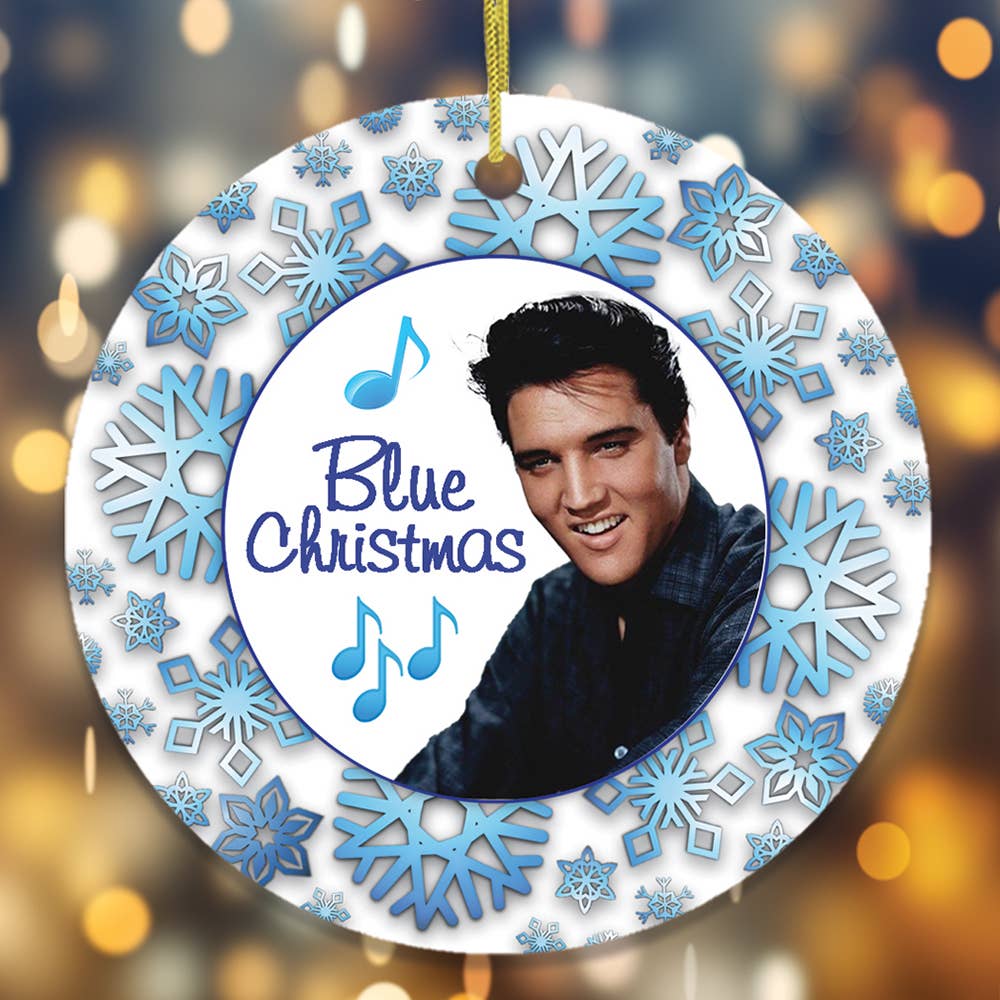 Blue Christmas Elvis Ornament