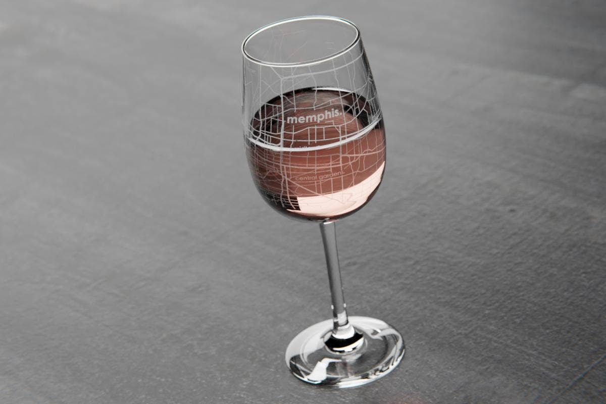 Memphis TN Map Stemmed Wine Glass