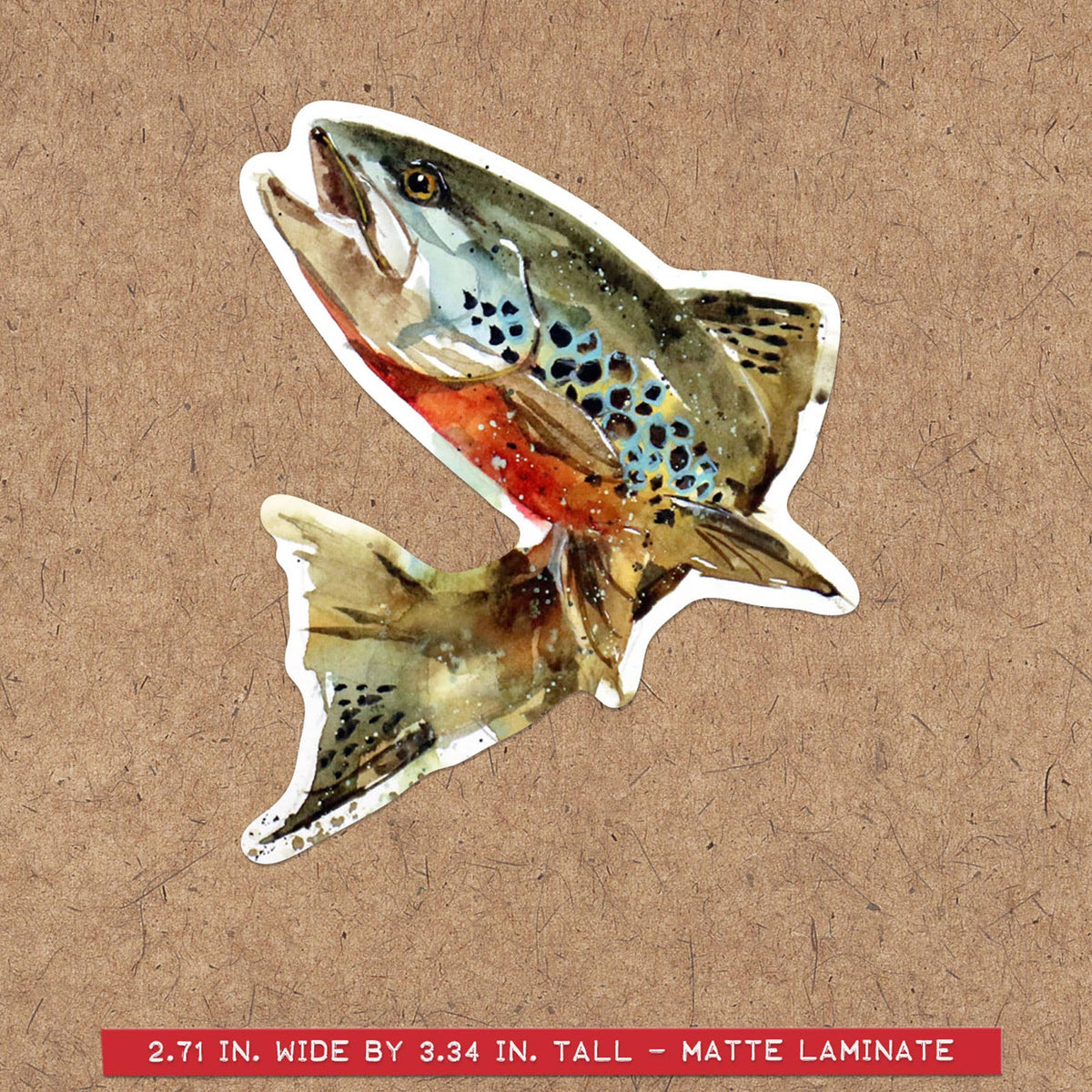 JUMPING BROWN TROUT STICKER