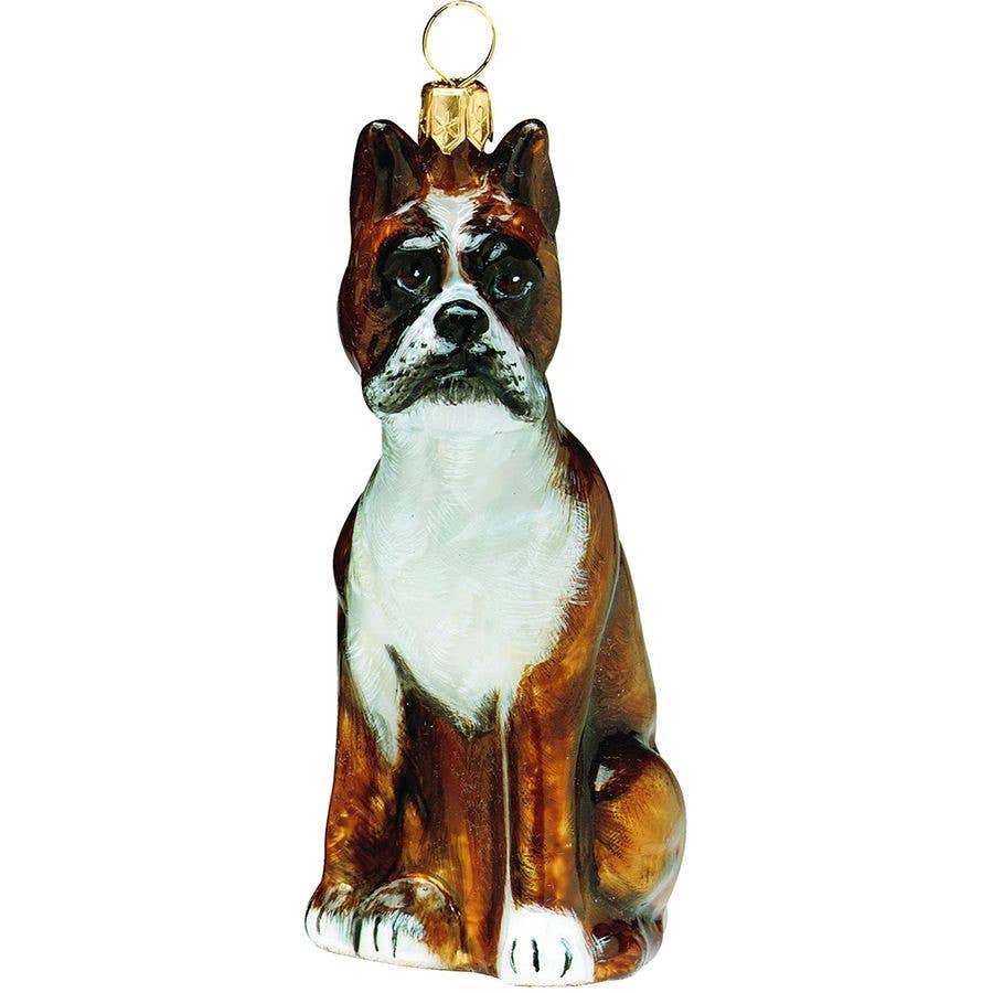 Boxer Sitting Holiday Ornament