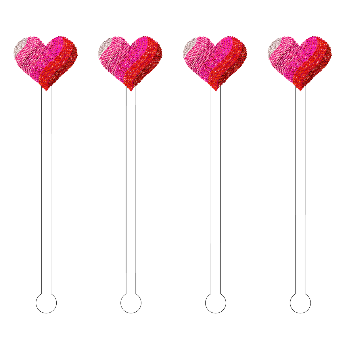 RHINESTONE OMBRE HEART ACRYLIC STIR STICKS