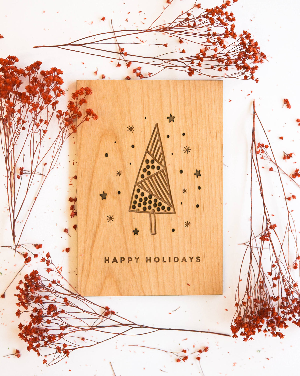 Happy Holidays Wood Card