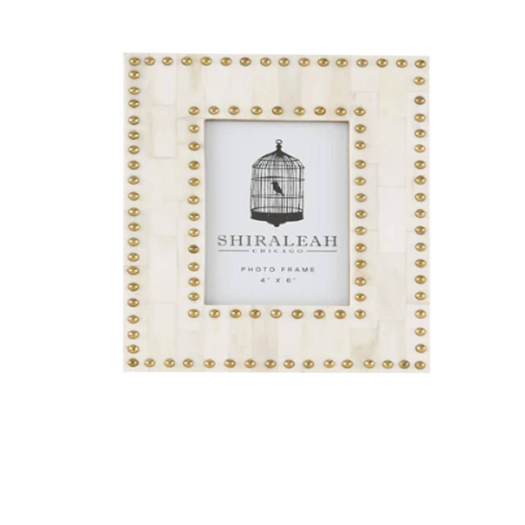 STUDDED 4X6 PICTURE FRAME,IVORY
