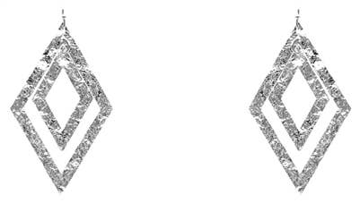 Silver Diamond Textured Double Layered 1.75" Earring