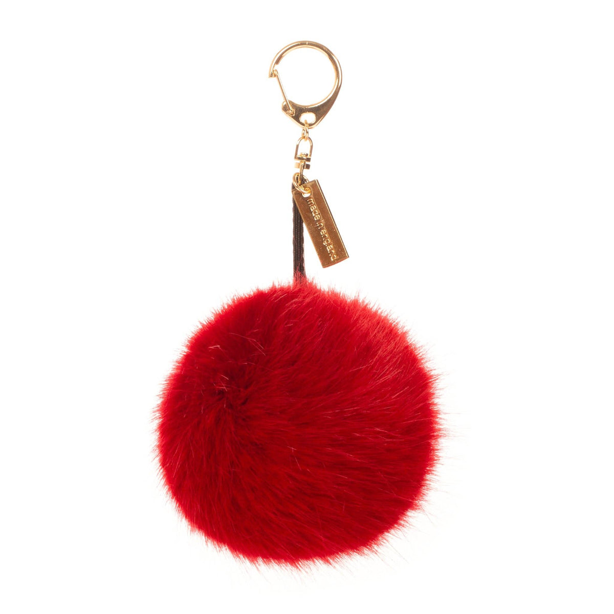 Pom Pom Luxury Keyring Bag Charm in Gift Box: Cola Red
