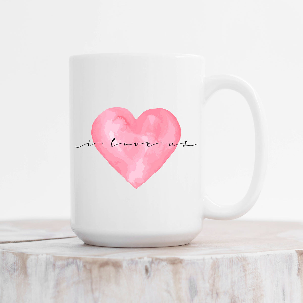 I love us Mug, Pink Heart, Valentines Day Gift