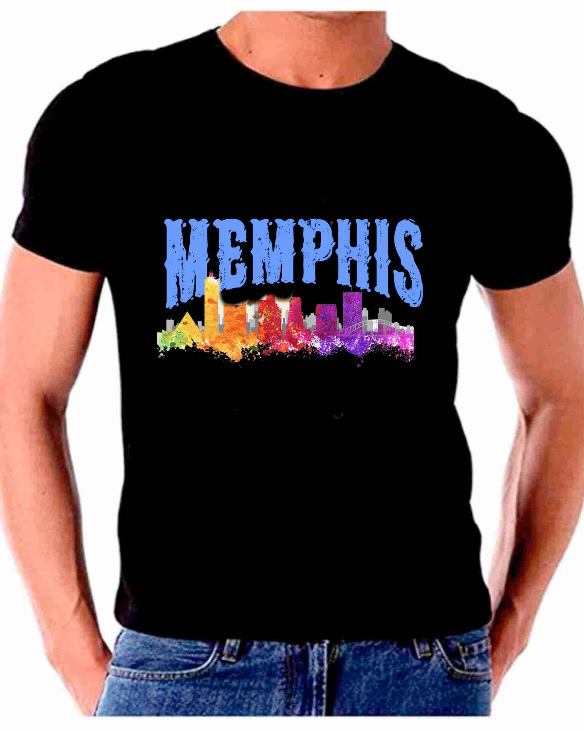 Memphis Skyline Watercolor Memphis Cityscape Art T shirt