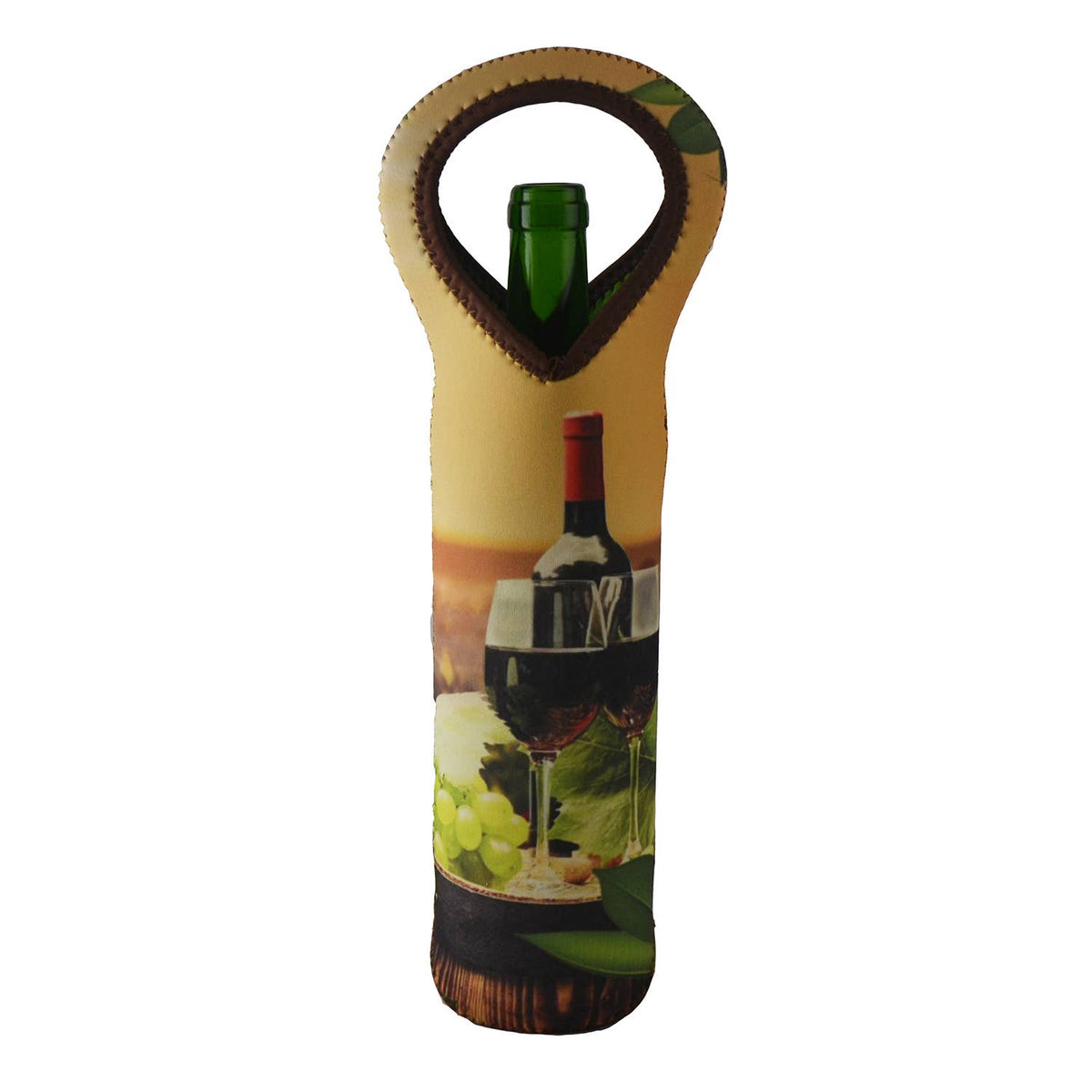 Neoprene Bottle Holder Woman With Glass and Leaves