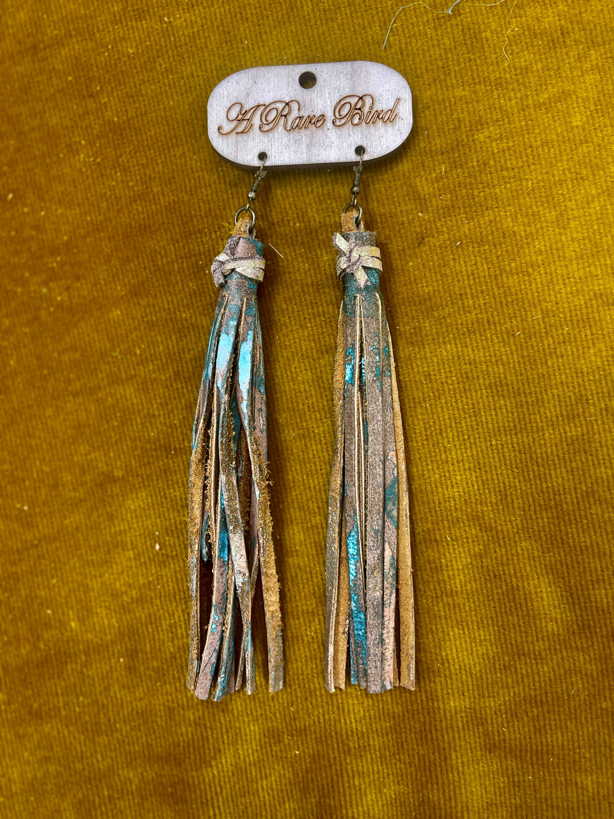 Patinaed Leather Tassel Earrings