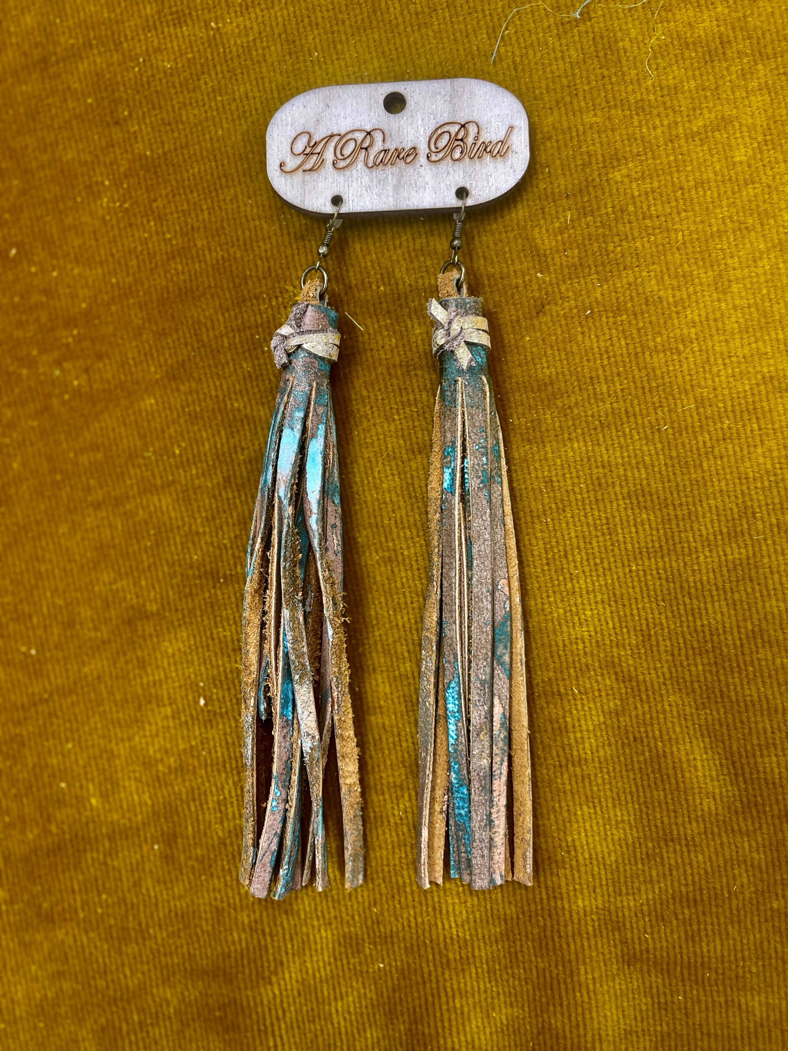 Patinaed Leather Tassel Earrings