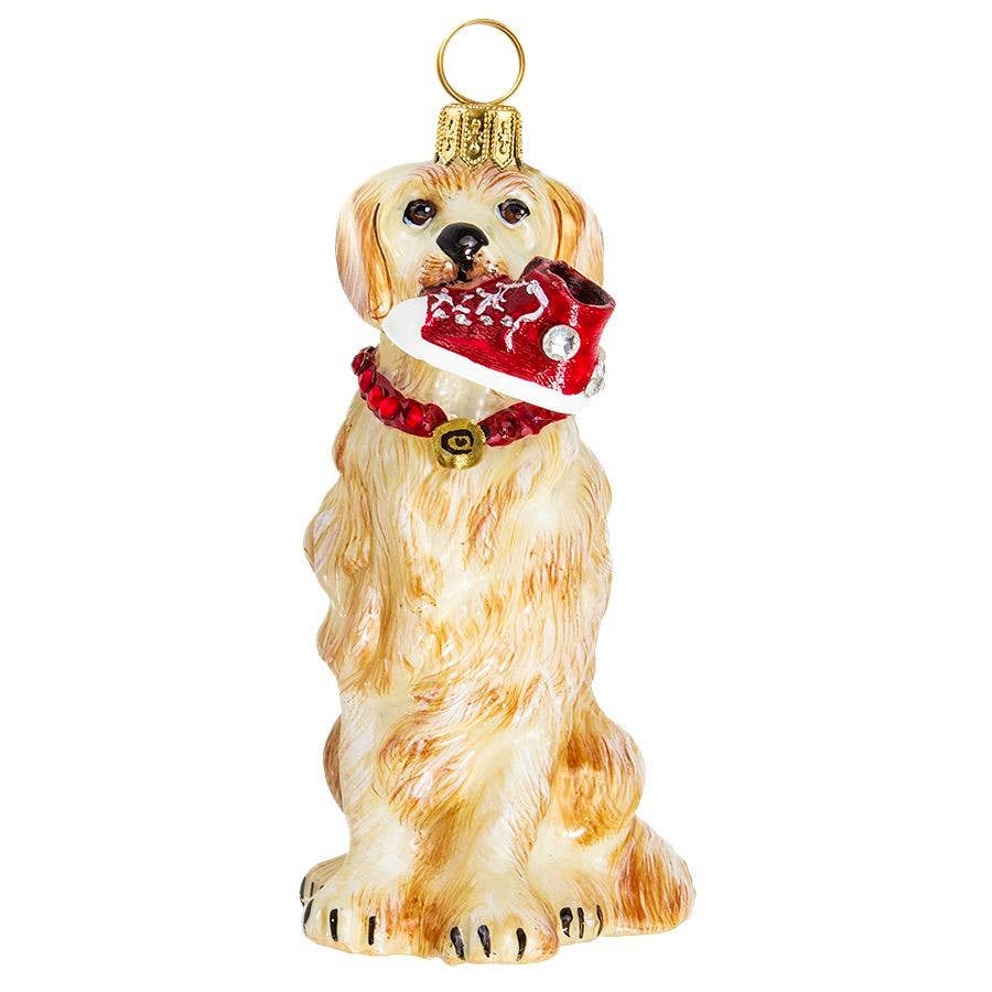 Golden Retriever with High Top Sneaker Holiday Ornament