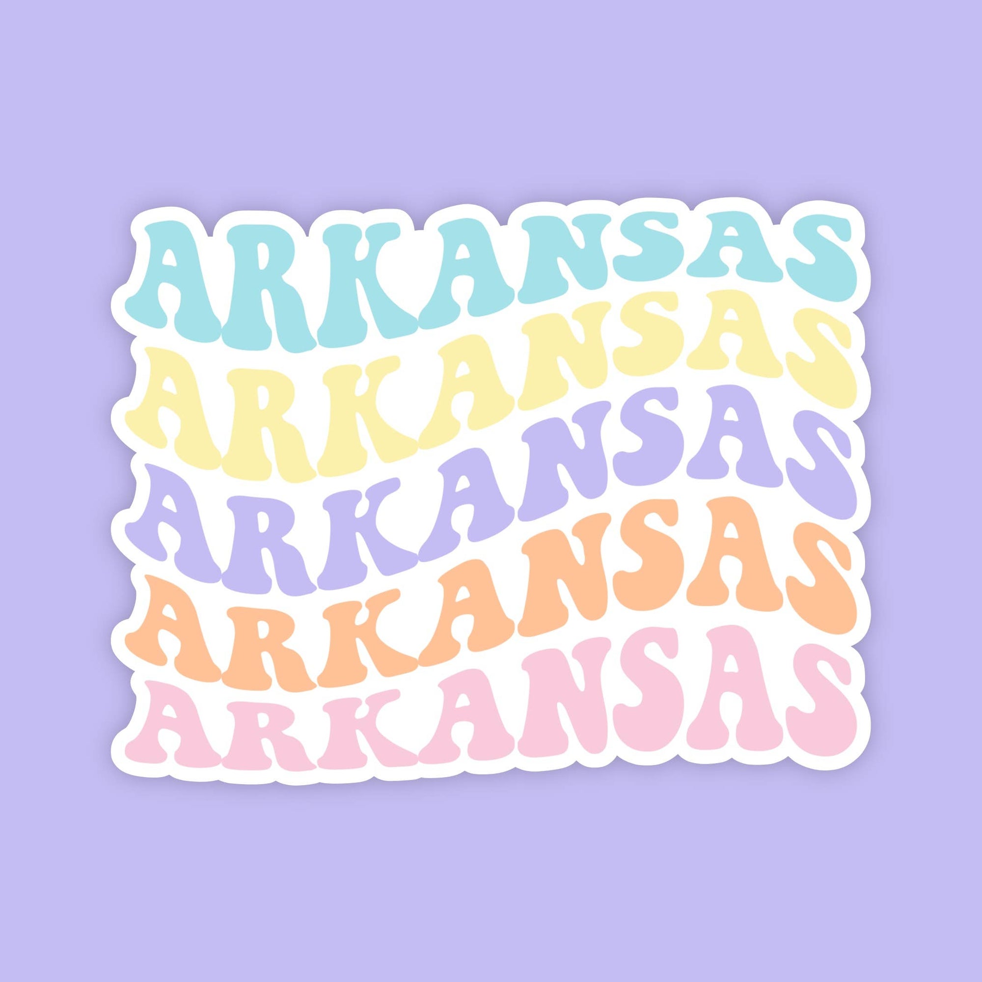 Arkansas Beachy Retro State Name Sticker