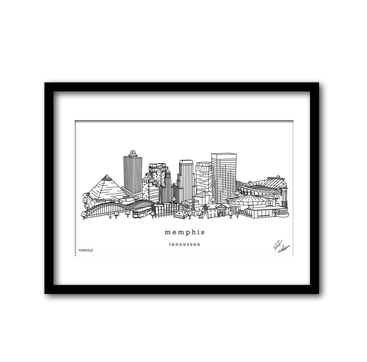 Memphis Tennessee Minimalist Matted Print