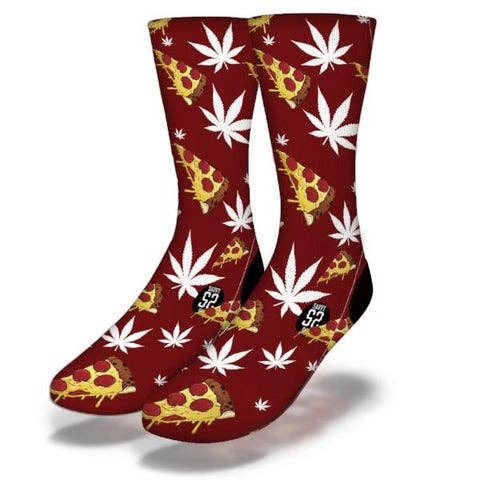 POT &amp; PIZZA MUNCHIES Funny Weed Socks