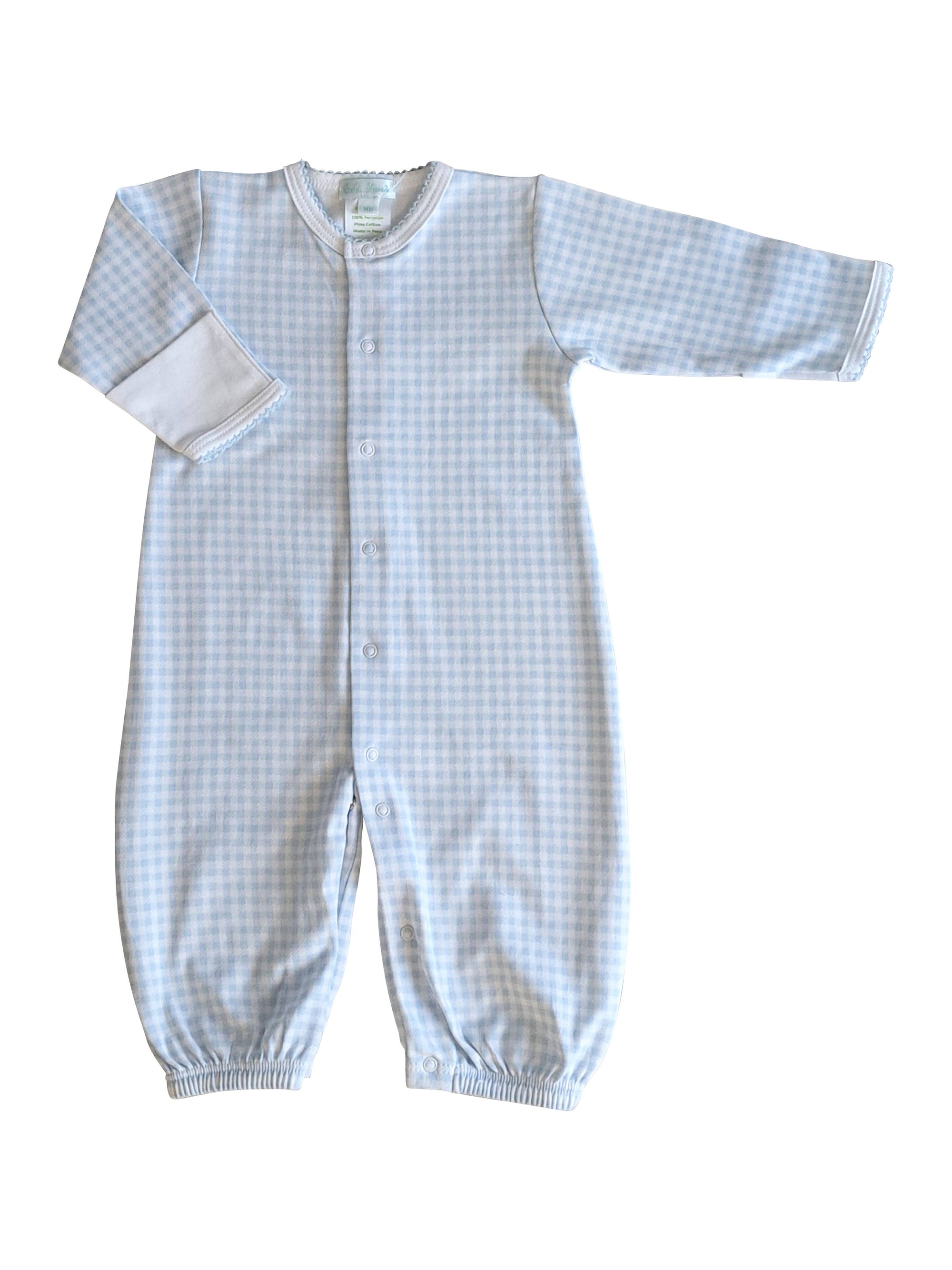 Blue checks Pima Cotton Baby Take me Home converter gown