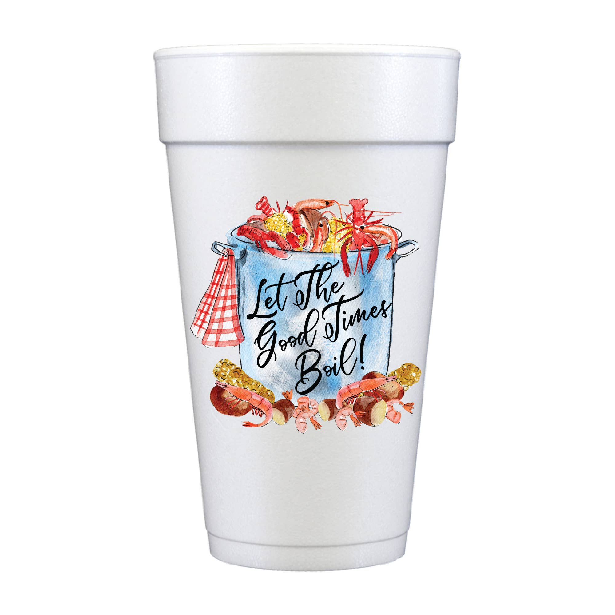 Boil Pot Shrimp Crawfish Full Color Foam Cups - Low Country