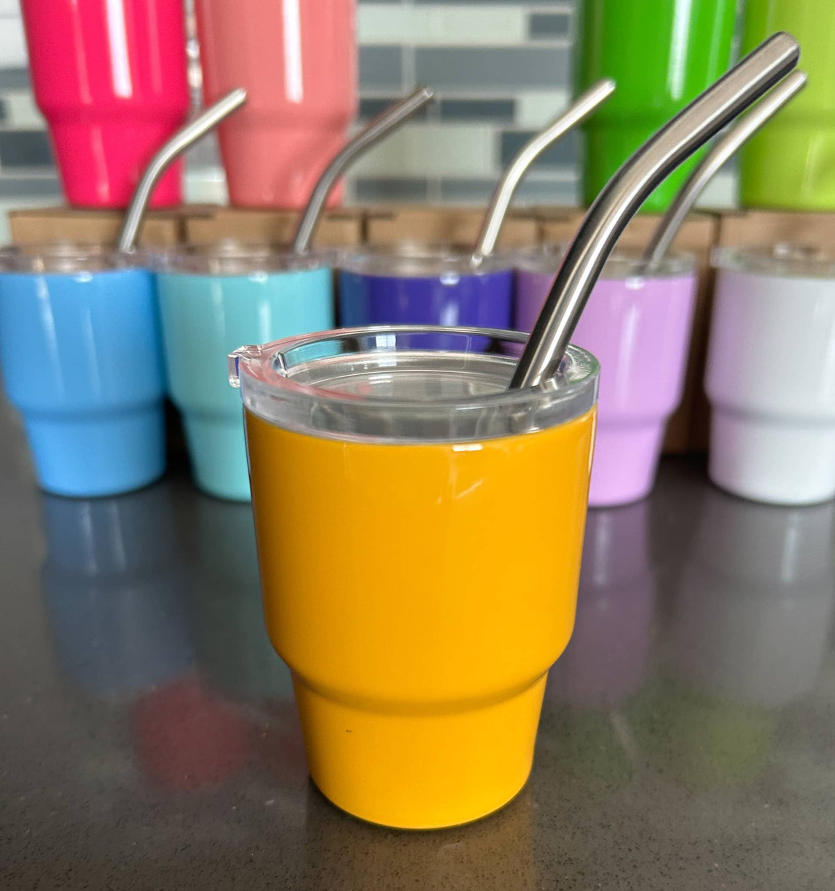 Tumbler Shot Glass with Metal Straw GOLD