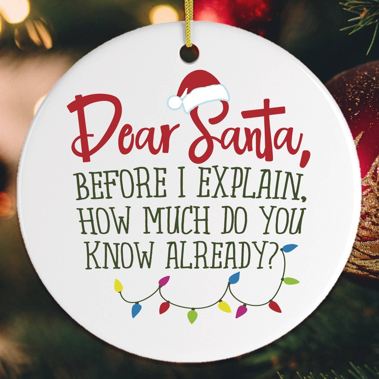 Funny Dear Santa Quote Christmas Ornament