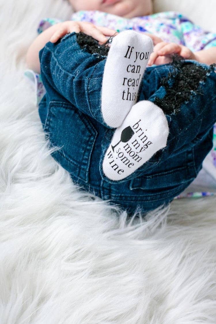 SOCKS Bring my Mom Some Wine Baby Socks | Wine Gifts | Baby Items