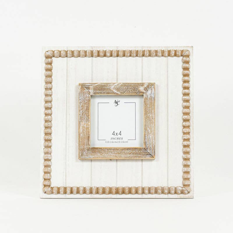 10x10x1.5 wd beaded photo frame, ntrl/wh (4x4)