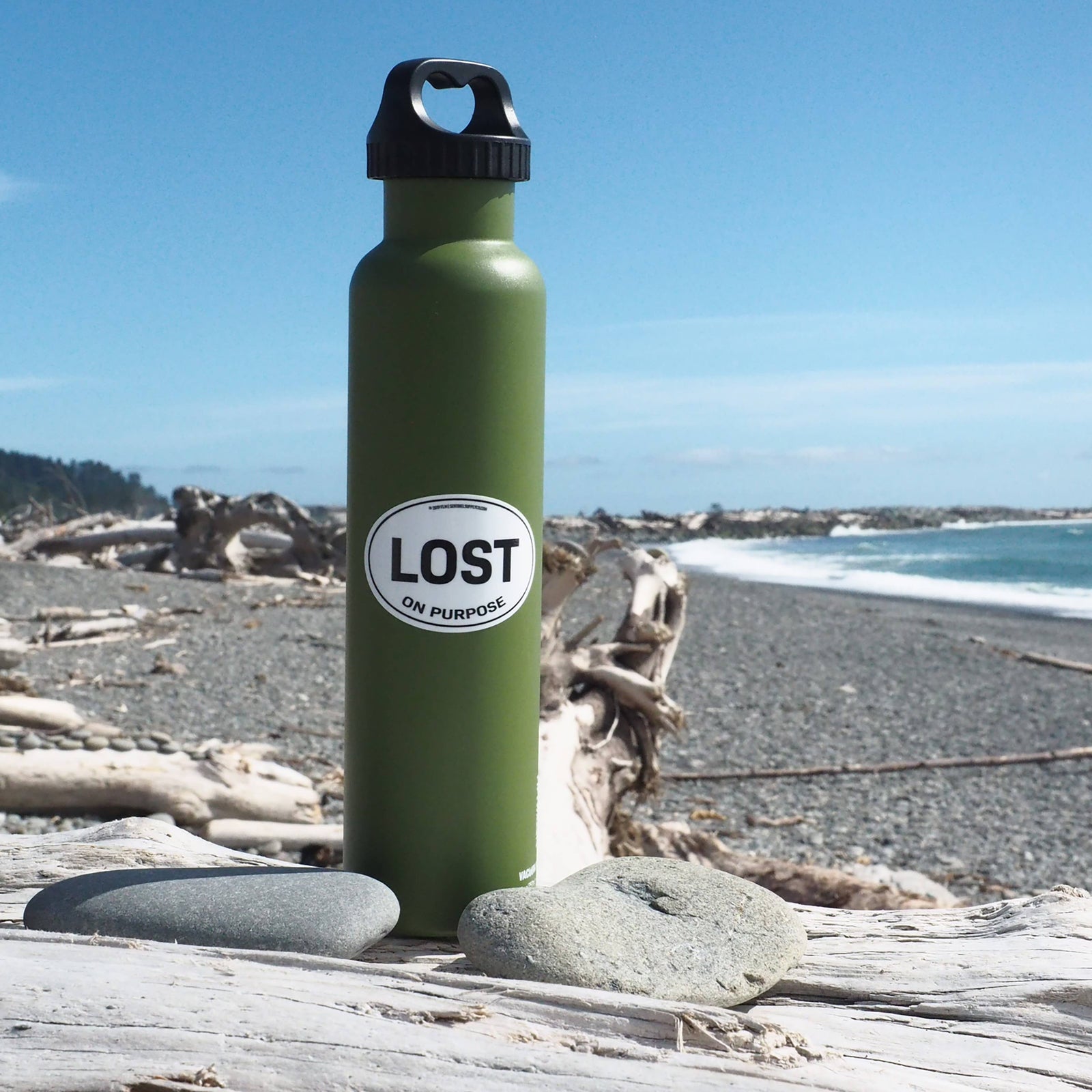 Lost on Purpose Oval Bumper Sticker, Outdoor Adventure Decal