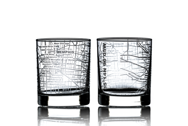 Memphis Etched Street Grid Whiskey Glass
