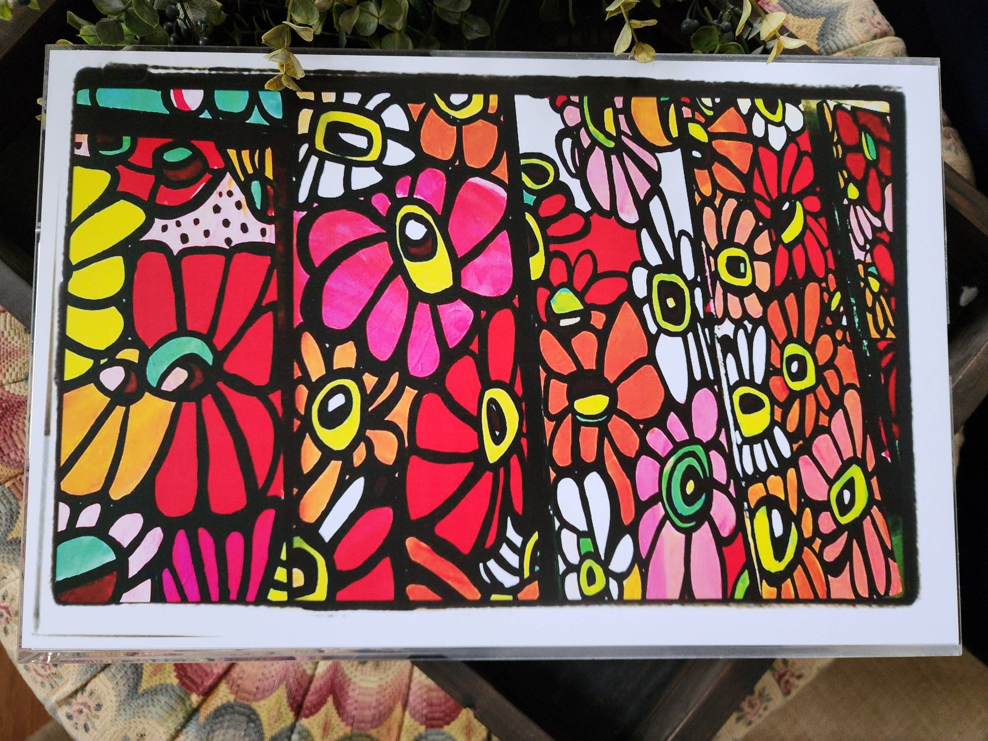 Flower Collage Insert for Acrylic Serving Tray