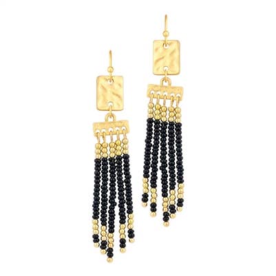 Black Seed Bead and Metal Earring