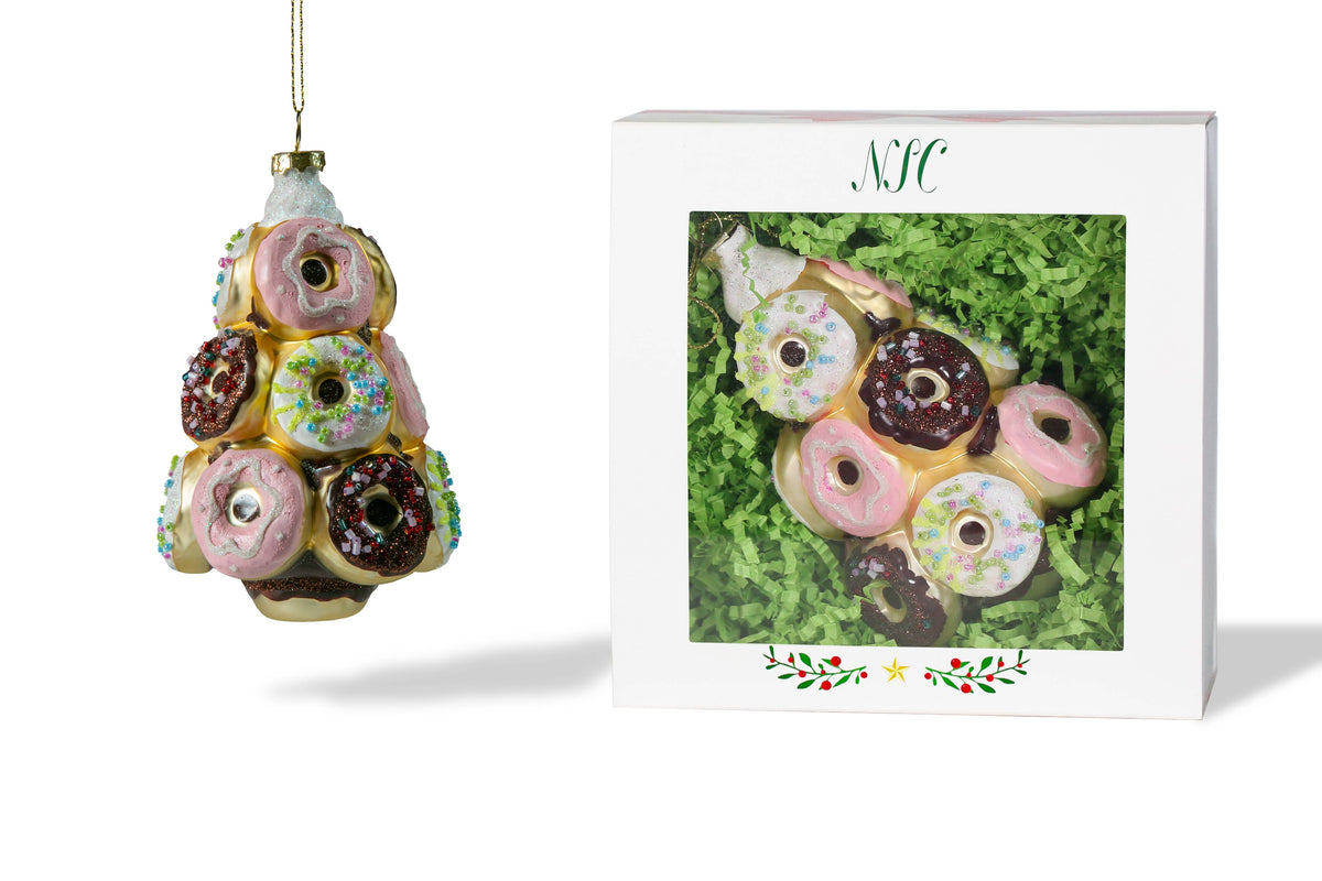 Donut Pyramid Glass Ornament