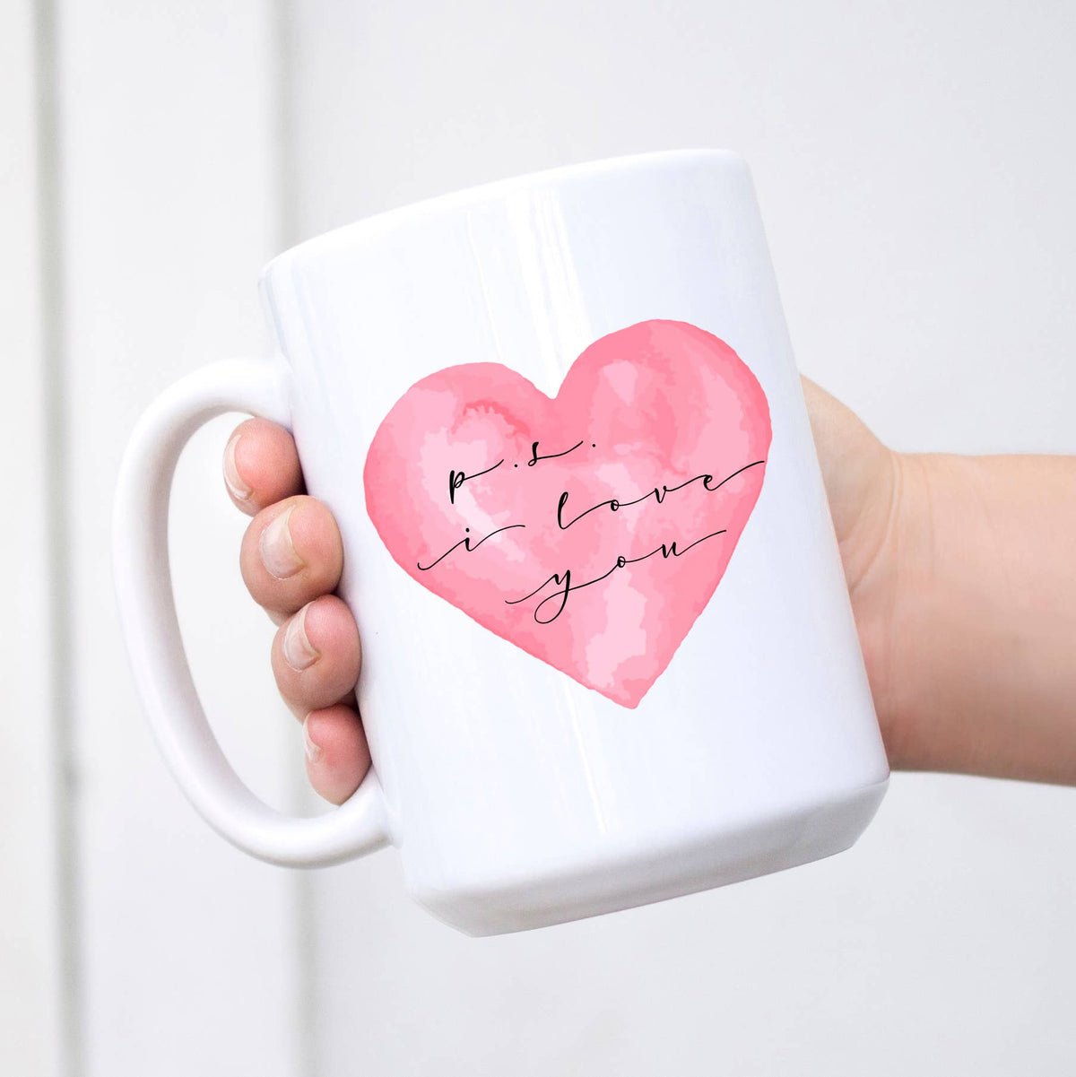 P.S. I love you Mug, Pink Heart, Valentines Day