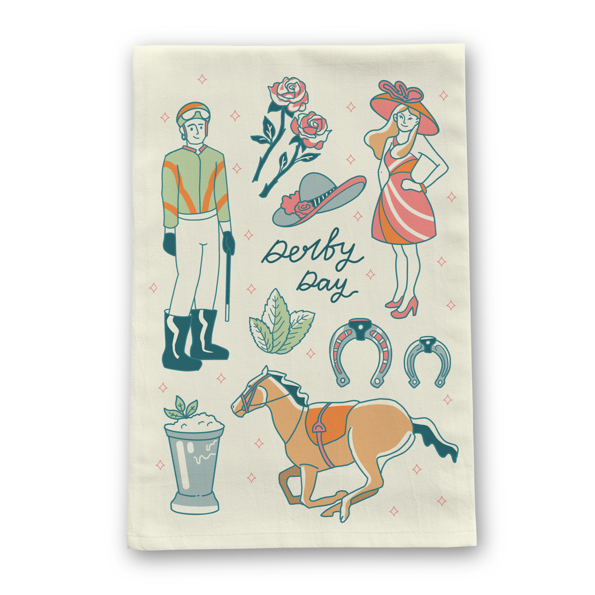 Horse Racing Derby Day Icons Tea Towel
