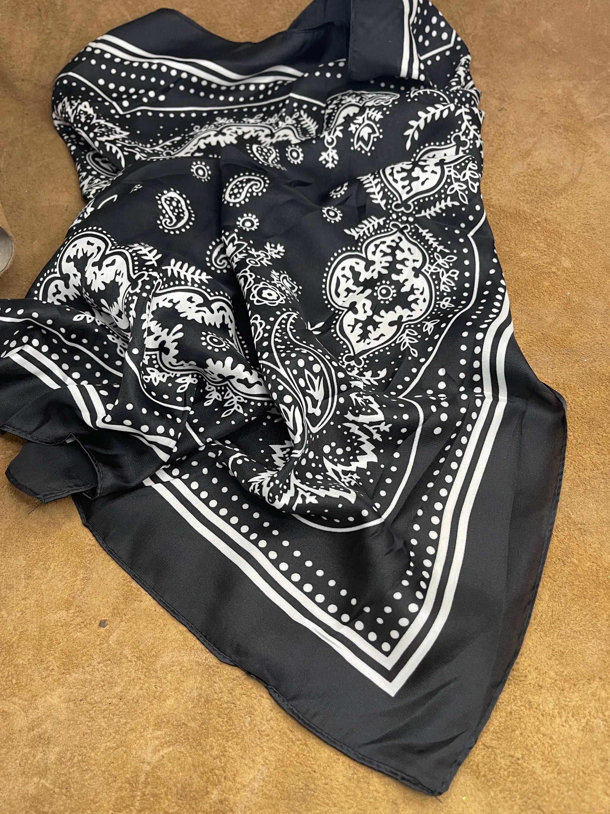 Black Bandana Silk Rayon Wild Rag