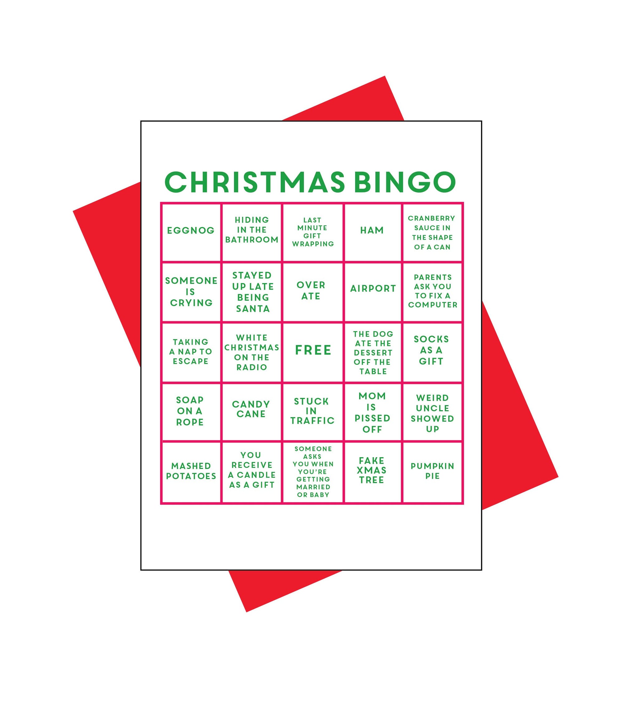 CHRISTMAS BINGO GREETING CARD