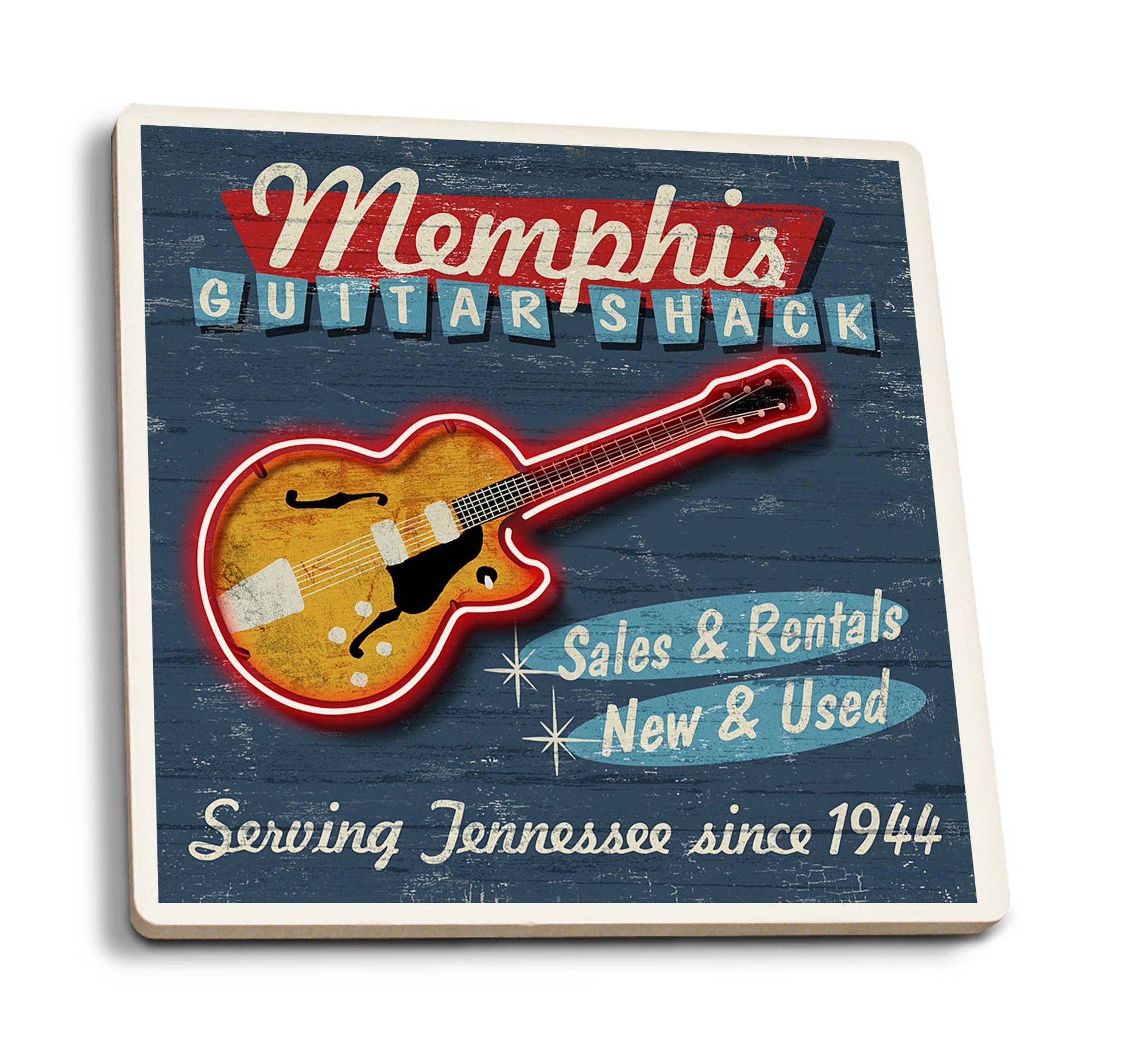 Coaster Memphis, Tennesseee, Guitar Shack Vintage Ceramic