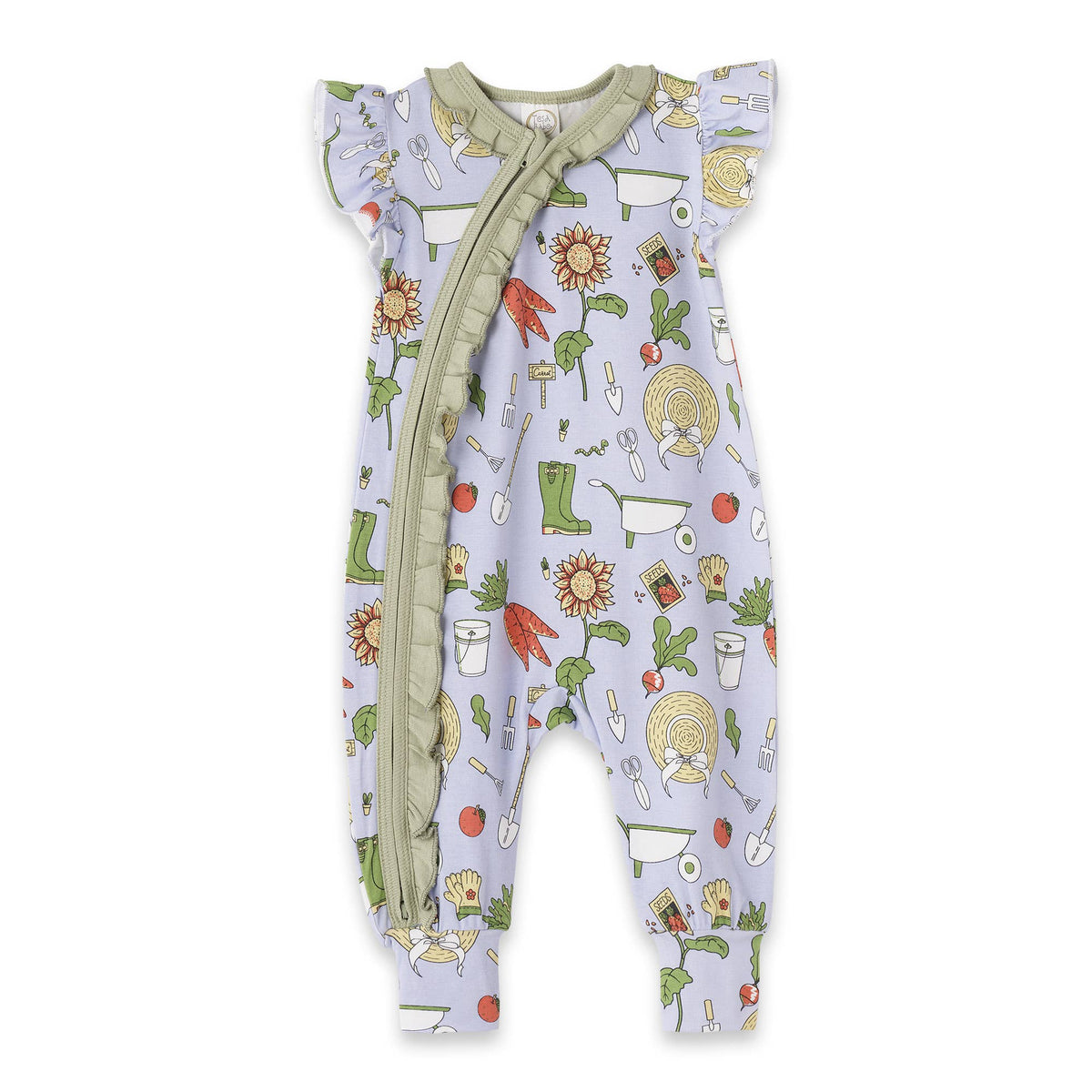 Urban Garden Flutter Sleeve Zipper Romper