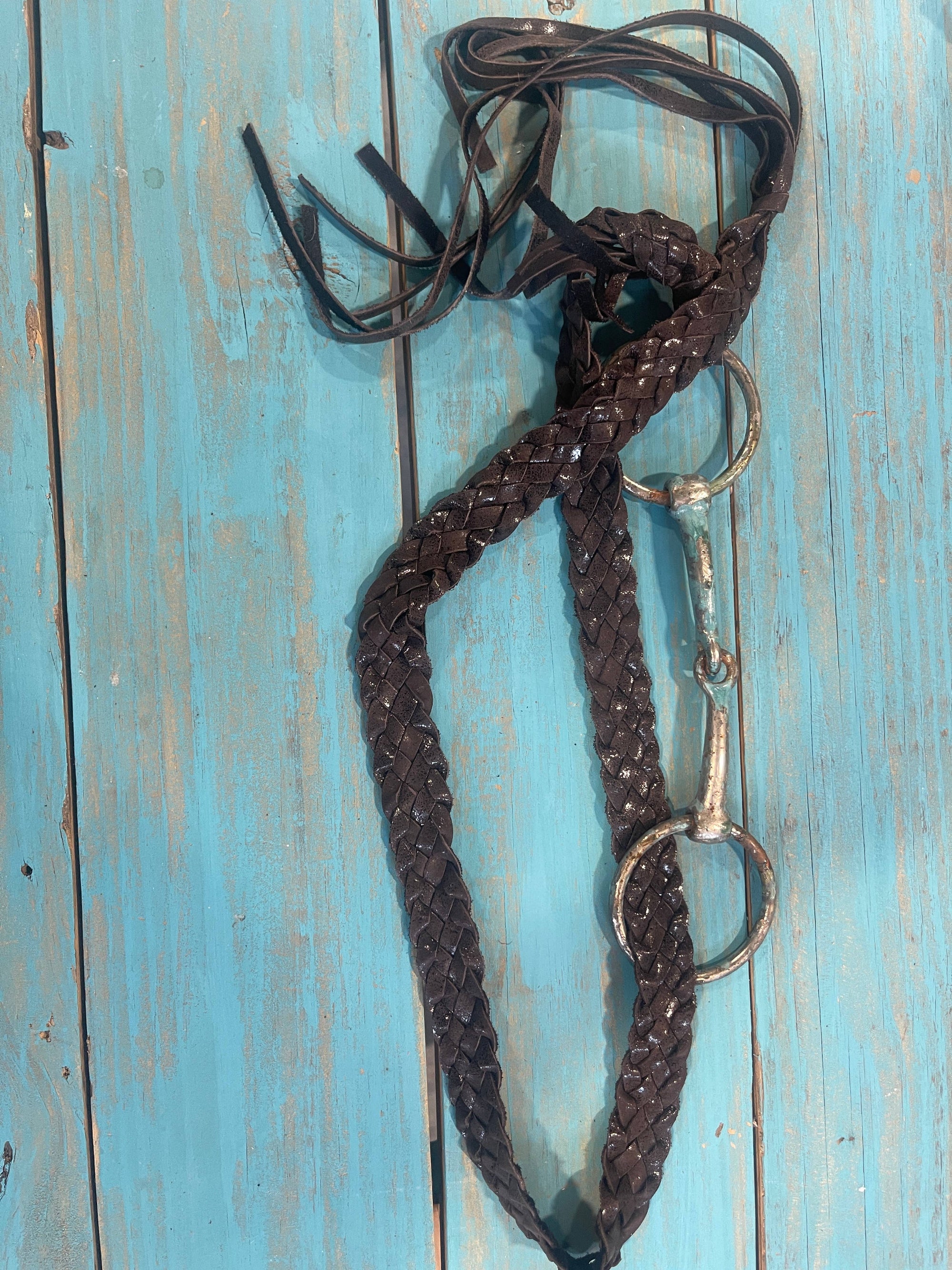 Braided Leather Snaffle Bit Belt