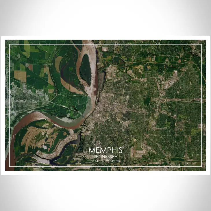 Memphis TN Map Print Satellite