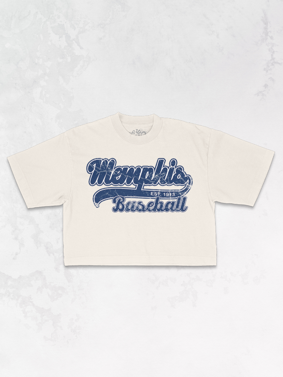 Oversized Memphis Baseball Vintage 90s  Cropped Tee T Shirt