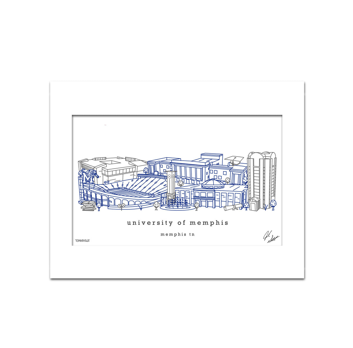 University of Memphis Minimalist Matted Frame
