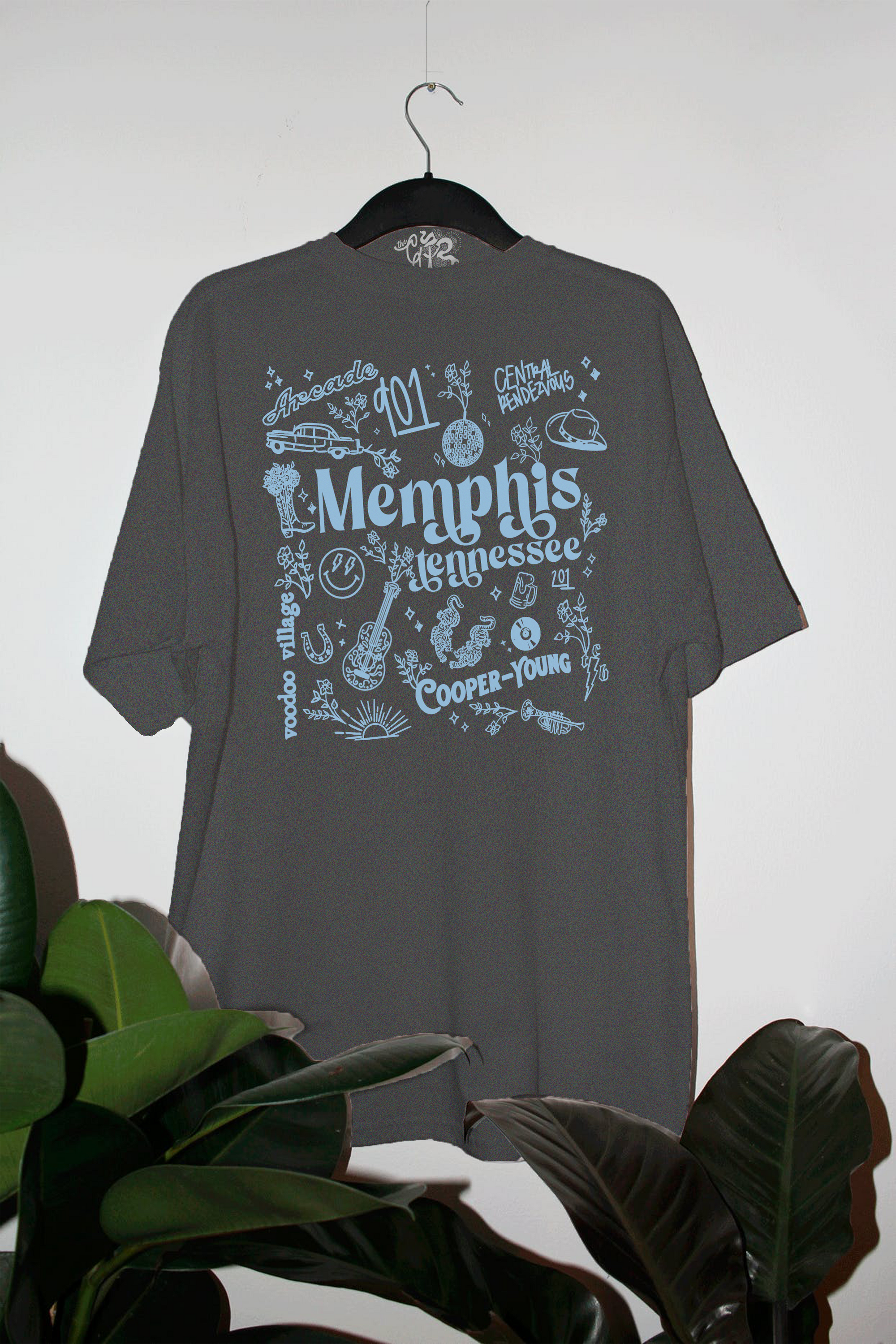 Oversized Memphis Tennessee Graphic T Shirt Dark Gray