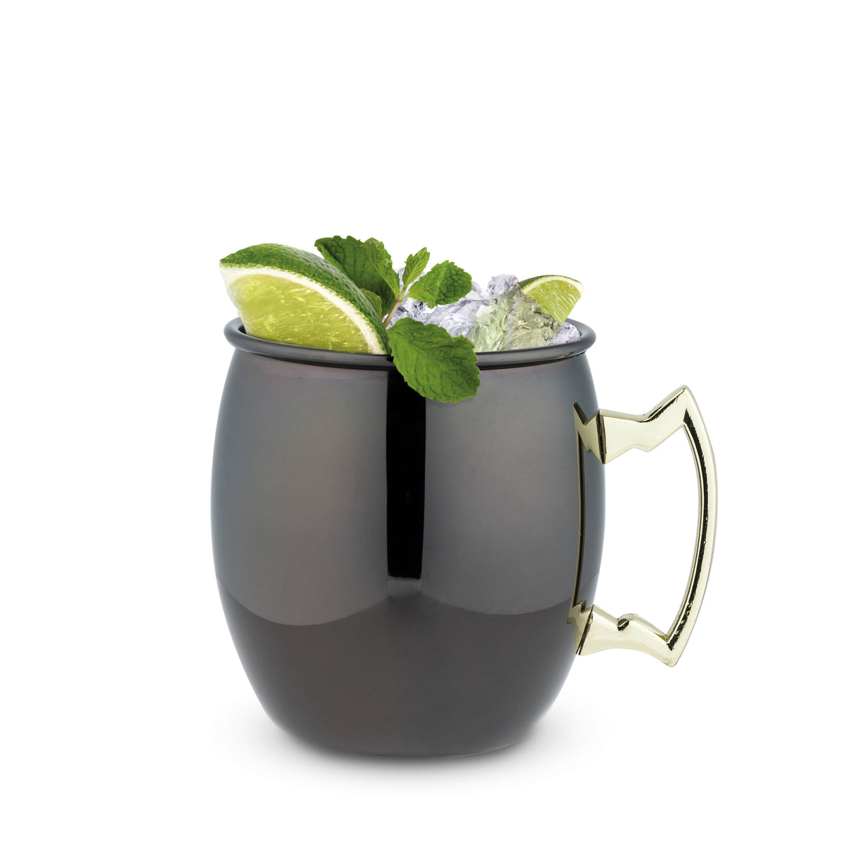 Black Moscow Mule Mug with Gold Handle